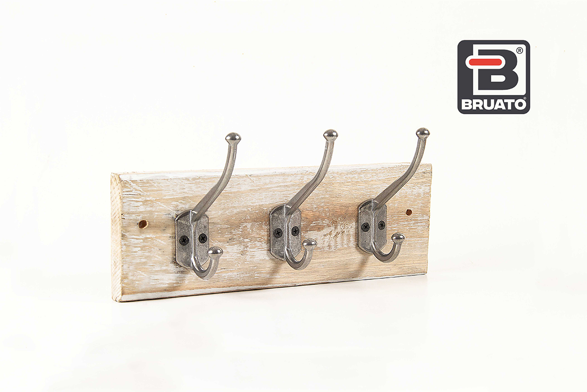 Perchero de 3 de Aluminio natural de diseño Bruato